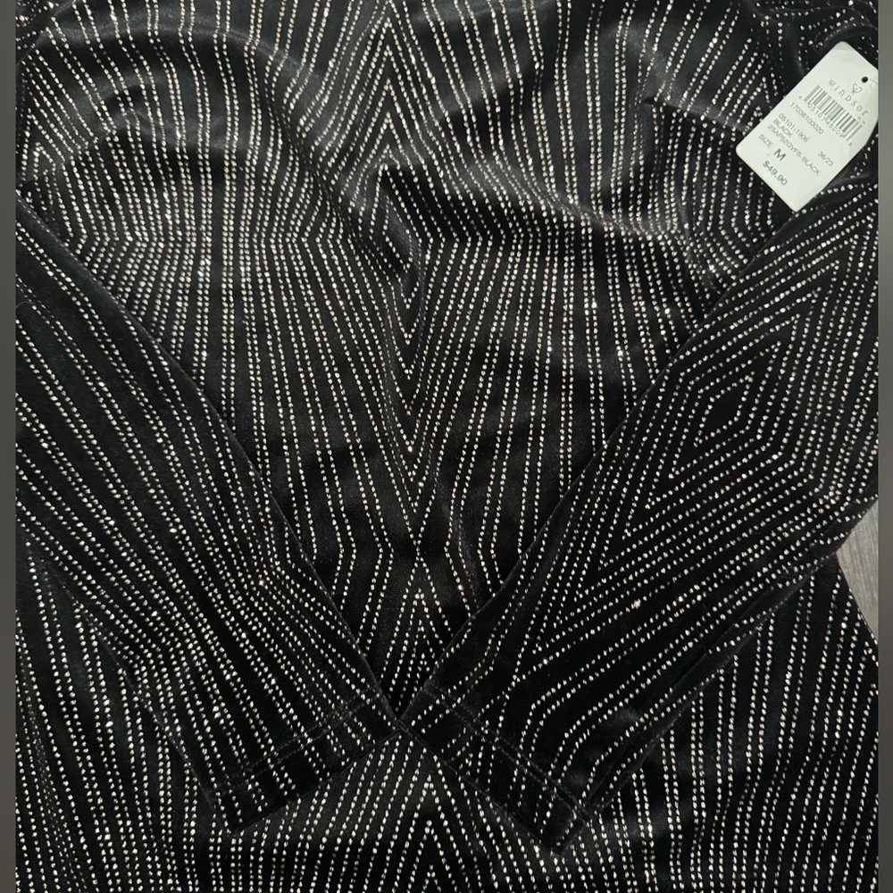 ‼️SOLD‼️New Women’s Mini To The Nines Black Glitter Velvet‎ Dress-Size Medium - Picture 8 of 13